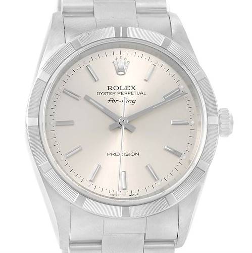 Photo of Rolex Air King Stainless Steel Silver Baton Dial Mens Watch 14010