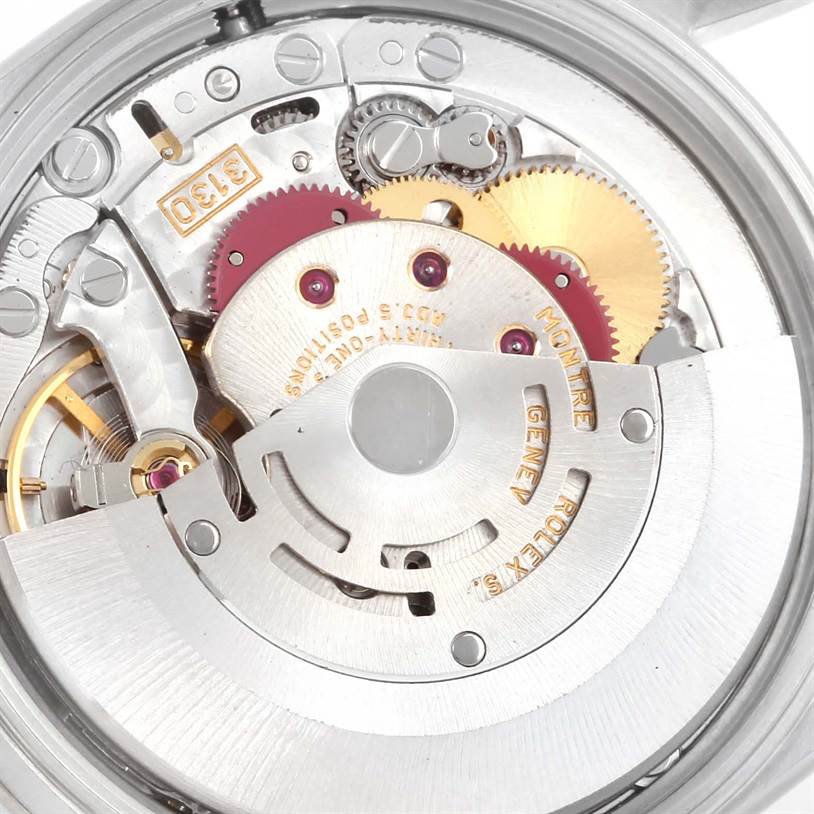 The image shows a close-up view of the internal mechanical movement of a Rolex Air-King 14000 Men's Stainless Steel White Dial 14000 Men's Stainless Steel White Dial watch.