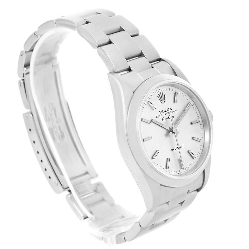 Rolex Air King Silver Baton Dial Stainless Steel Mens Watch 14000 SwissWatchExpo