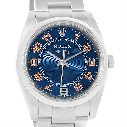 Photo of Rolex Air King Blue Concentric Dial Rose Arabic Numerals Watch 114200