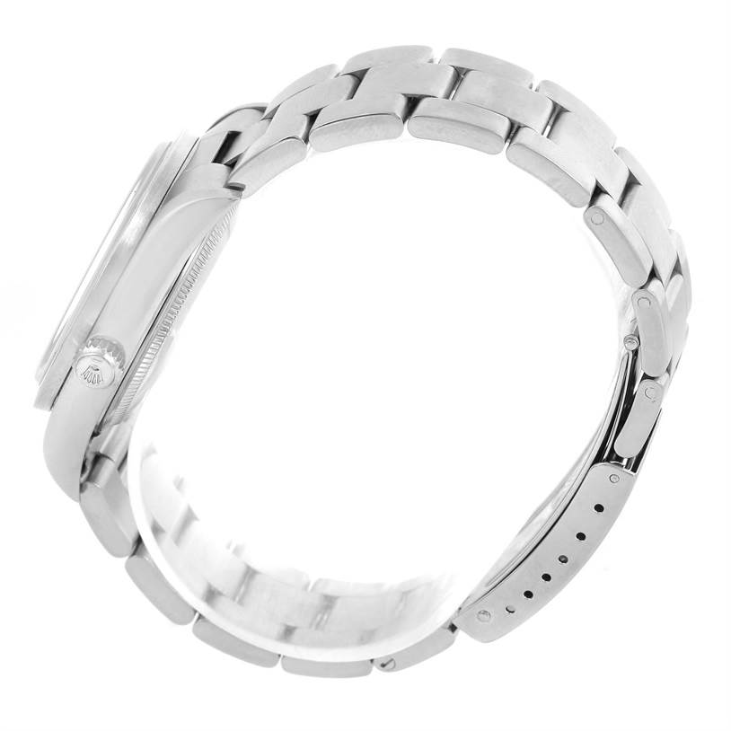 The image shows a side view of the Rolex Air-King 14010 Men's Stainless Steel Black Dial 14010 Men's Stainless Steel Black Dial watch, clearly displaying the bracelet and case.