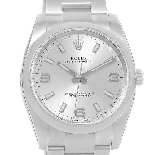 Photo of Rolex Air King Silver Arabic Dial Automatic Watch 114200 Unworn
