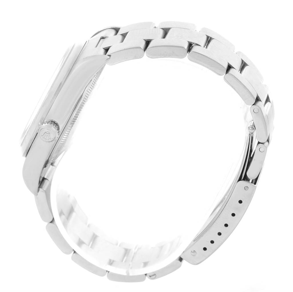 The image shows a side view of the Rolex Air-King 14000 Men's Stainless Steel Black Dial 14000 Men's Stainless Steel Black Dial watch, focusing on the bracelet, case, and crown.