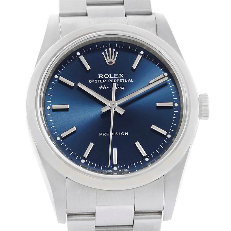 Rolex Air King Blue Dial Oyster Bracelet Steel Mens Watch 14000 SwissWatchExpo