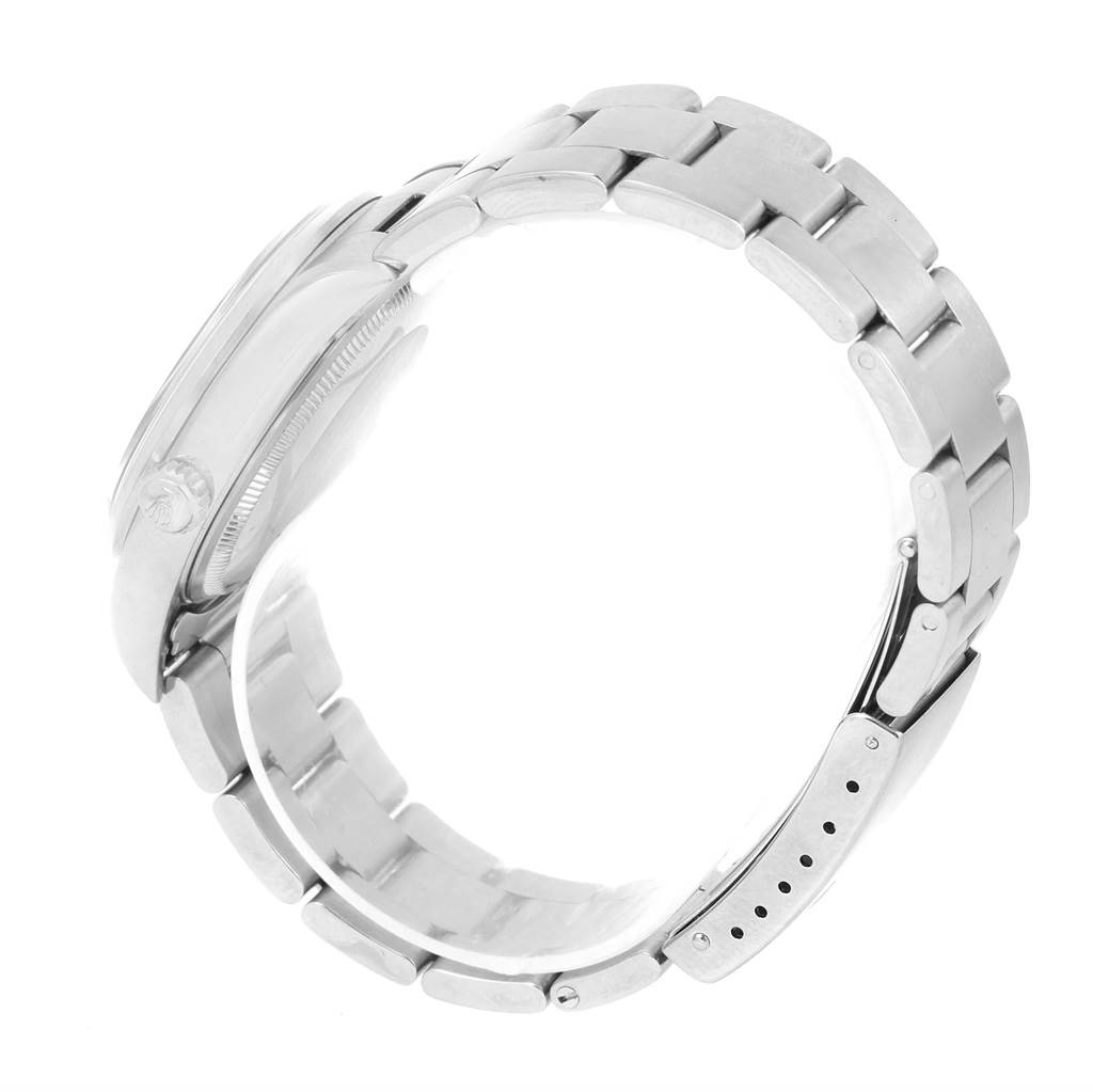 The image shows a side view of the Rolex Air-King 14000 Men's Stainless Steel Blue Dial 14000 Men's Stainless Steel Blue Dial watch highlighting its bracelet and clasp.