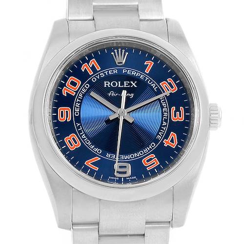 Photo of Rolex Air King Blue Concentric Dial Arabic Numerals Watch 114200