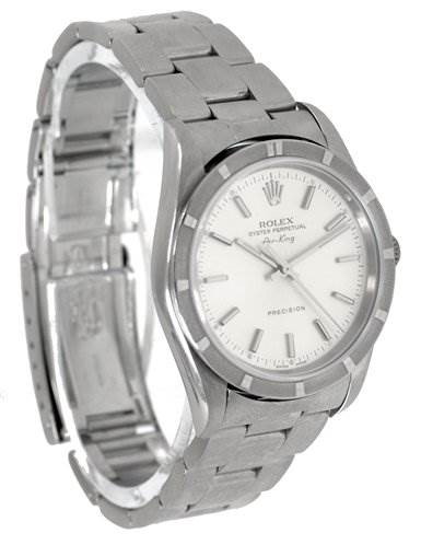 Rolex Mens Air King Silver Stick Dial 14010 Year 2006 SwissWatchExpo