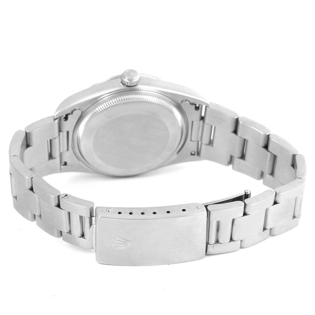 This image shows the back and bracelet of a Rolex Air-King 14000 Men's Stainless Steel Black Dial 14000 Men's Stainless Steel Black Dial watch, focusing on the case back and clasp.