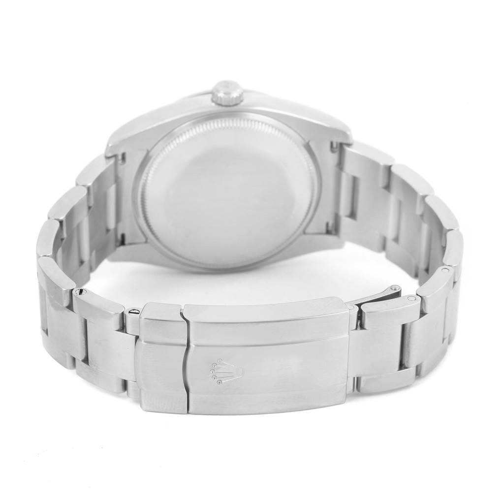 The image displays the back case and bracelet of a Rolex Air-King 114234 Men's Stainless Steel Silver Dial 114234 Men's Stainless Steel Silver Dial watch, focusing on the clasp and links.