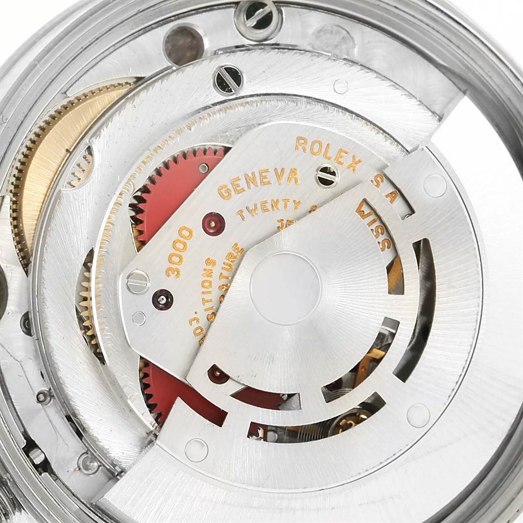This close-up image showcases the internal movement mechanism of the Rolex Air-King 14000 Men's Stainless Steel Silver Dial 14000 Men's Stainless Steel Silver Dial watch.