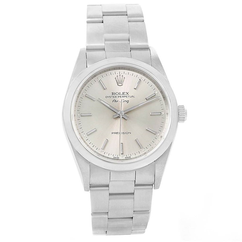 Rolex Air King Silver Dial Steel Mens Watch 14000 Box Papers SwissWatchExpo