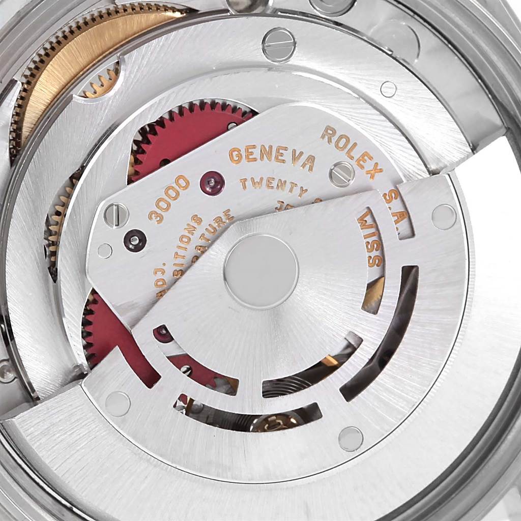 The image shows a close-up view of the movement and internal mechanisms of a Rolex Air-King 14000 Men's Stainless Steel Silver Dial 14000 Men's Stainless Steel Silver Dial watch.