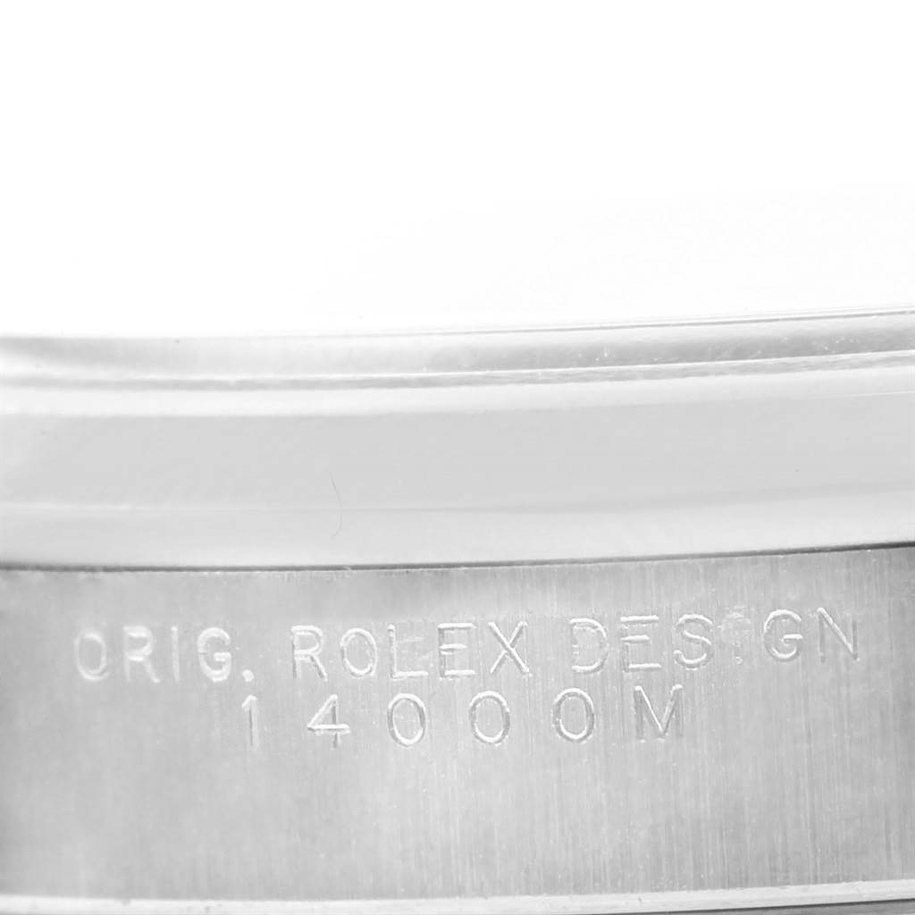 This is a close-up of the case side of the Rolex Air-King 14000 Men's Stainless Steel Blue Dial 14000 Men's Stainless Steel Blue Dial model, displaying the model number engraving.
