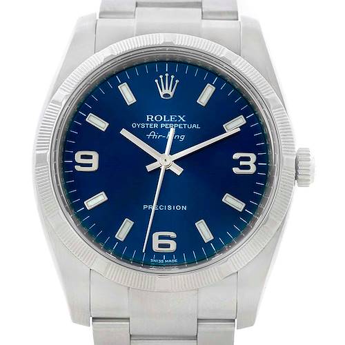 Photo of Rolex Oyster Perpetual Air King Blue Dial Steel Mens Watch 114210