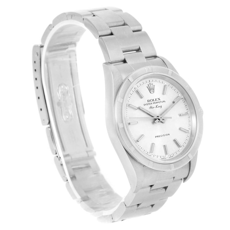 Rolex Air King Stainless Steel Silver Dial Mens Watch 14010 Box Papers SwissWatchExpo