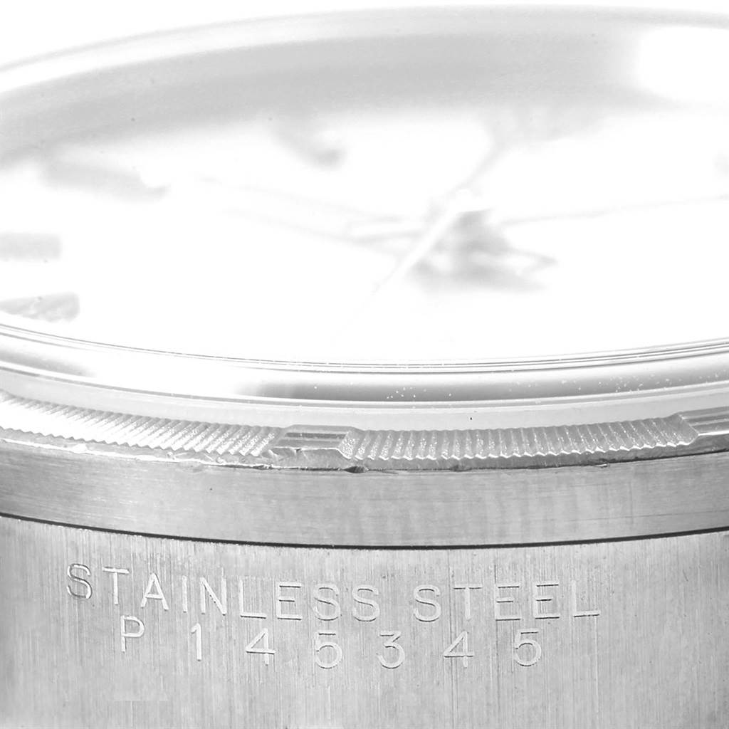 This image shows a close-up side view of the bezel and case of a Rolex Air-King 14010 Men's Stainless Steel Silver Dial 14010 Men's Stainless Steel Silver Dial watch, displaying the model number.
