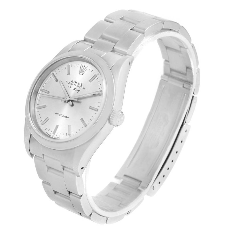 Rolex Air King Silver Baton Dial Steel Mens Watch 14000 SwissWatchExpo