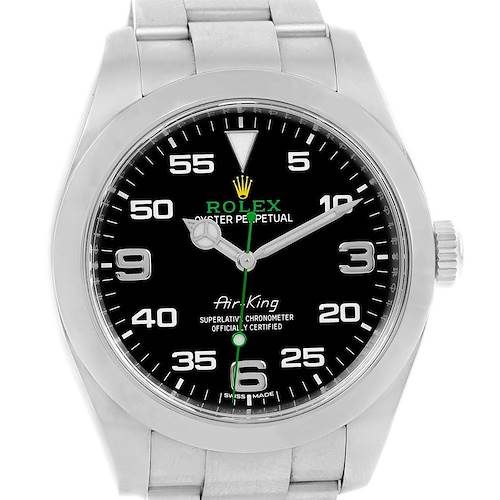 Photo of Rolex Air King Black Dial Green Hand Steel Mens Watch 116900 Box Papers