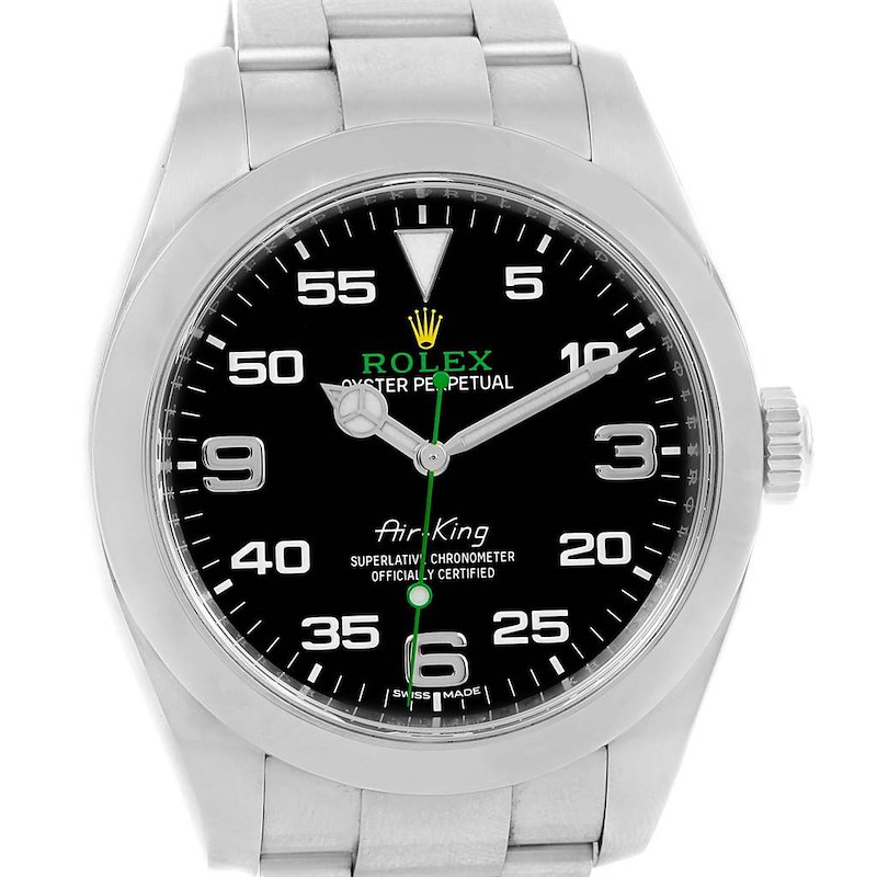 Rolex Oyster Perpetual Air King Black Dial Steel Mens Watch 116900 SwissWatchExpo