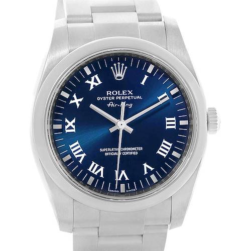 Photo of Rolex Air King Blue Roman Dial Steel Mens Watch 114200 Box Papers