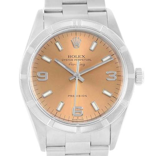 Photo of Rolex Air King Stainless Steel Salmon Dial Mens Watch 14010 Box Papers