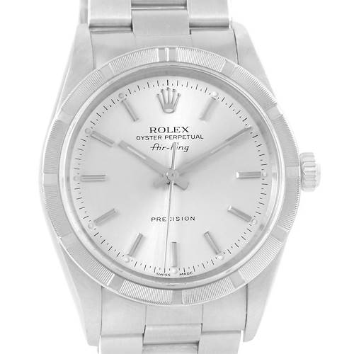 Photo of Rolex Air King Steel Silver Baton Dial 34mm Mens Watch 14010