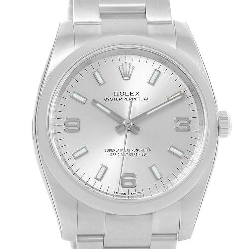 Photo of Rolex Air King Silver Arabic Dial Automatic Watch 114200 Unworn
