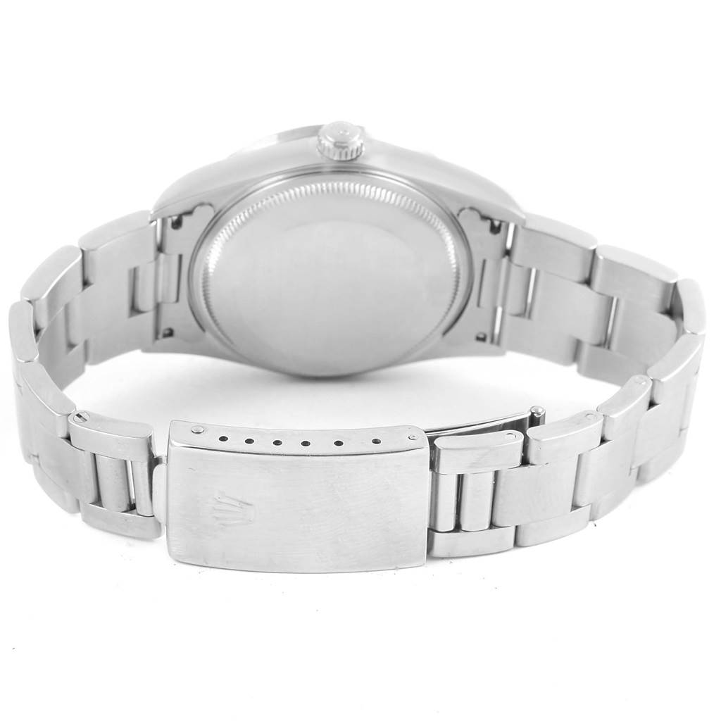 The image shows the back and clasp of a Rolex Air-King 14010 Men's Stainless Steel Blue Dial 14010 Men's Stainless Steel Blue Dial watch.