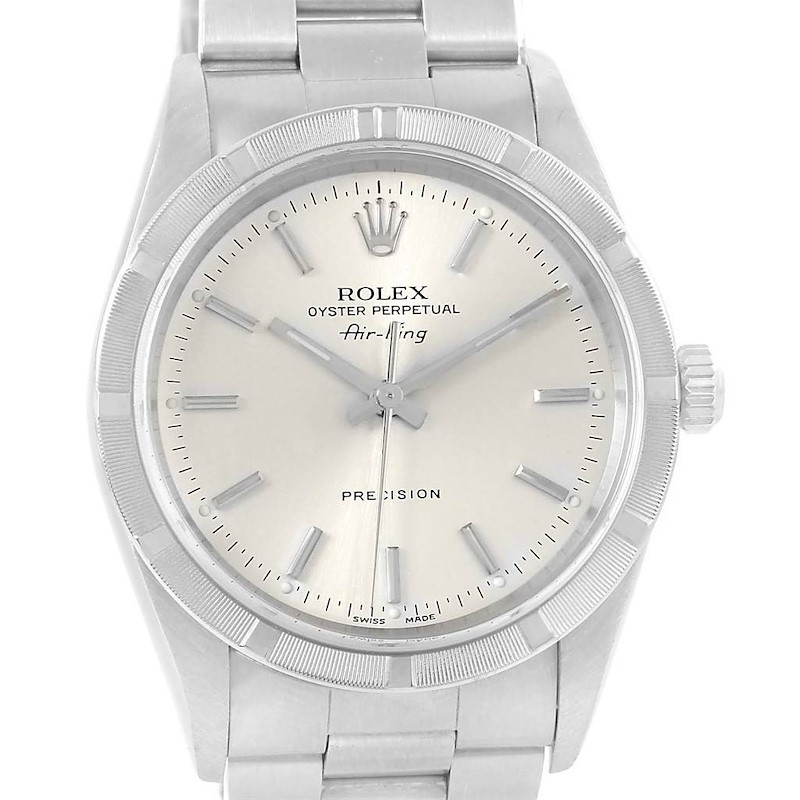 Rolex Air King Steel Silver Dial Mens Watch 14010 Box Papers SwissWatchExpo