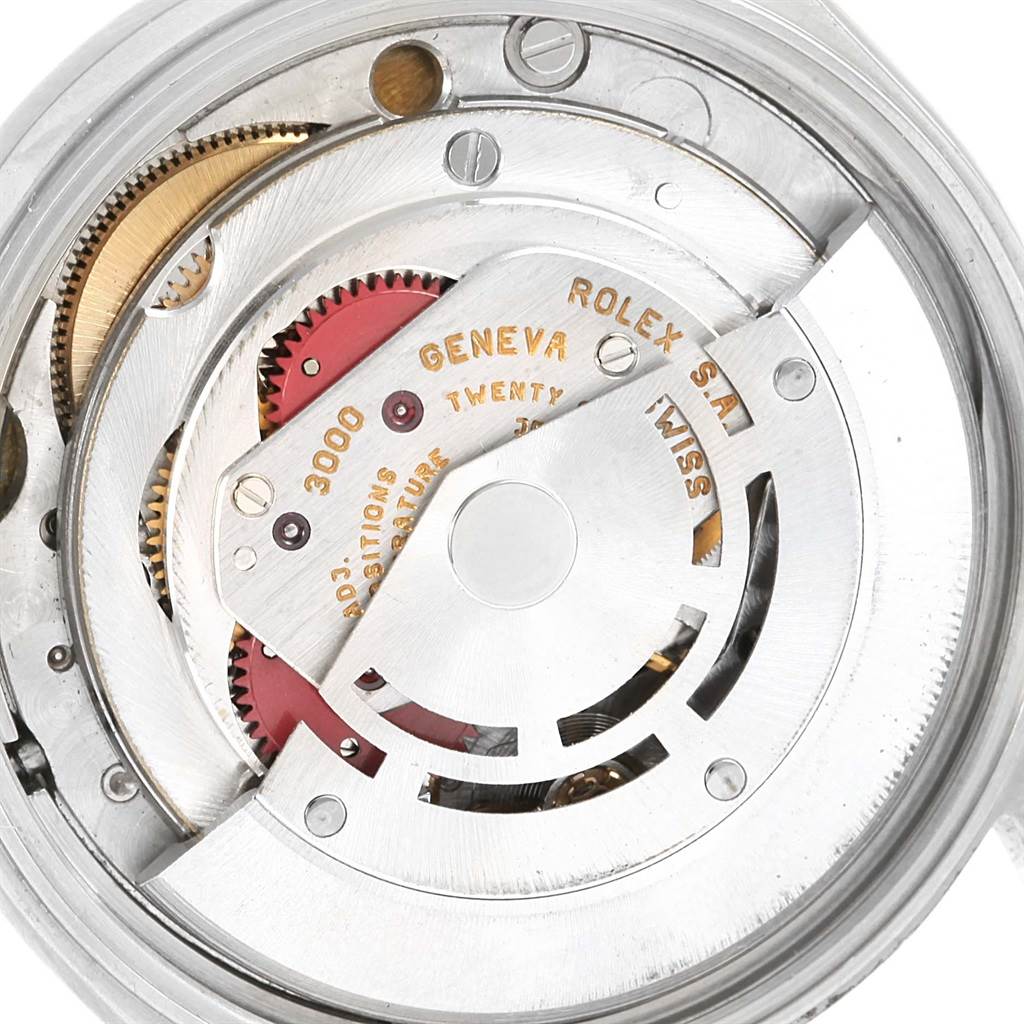 The image shows a close-up view of the internal mechanism (movement) of a Rolex Air-King 14010 Men's Stainless Steel White Dial 14010 Men's Stainless Steel White Dial watch.