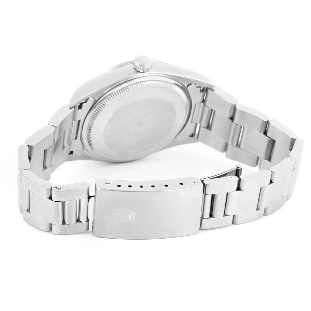 The image shows the back view of the Rolex Air-King 14000 Men's Stainless Steel Silver Dial 14000 Men's Stainless Steel Silver Dial watch, focusing on the caseback, bracelet, and clasp.