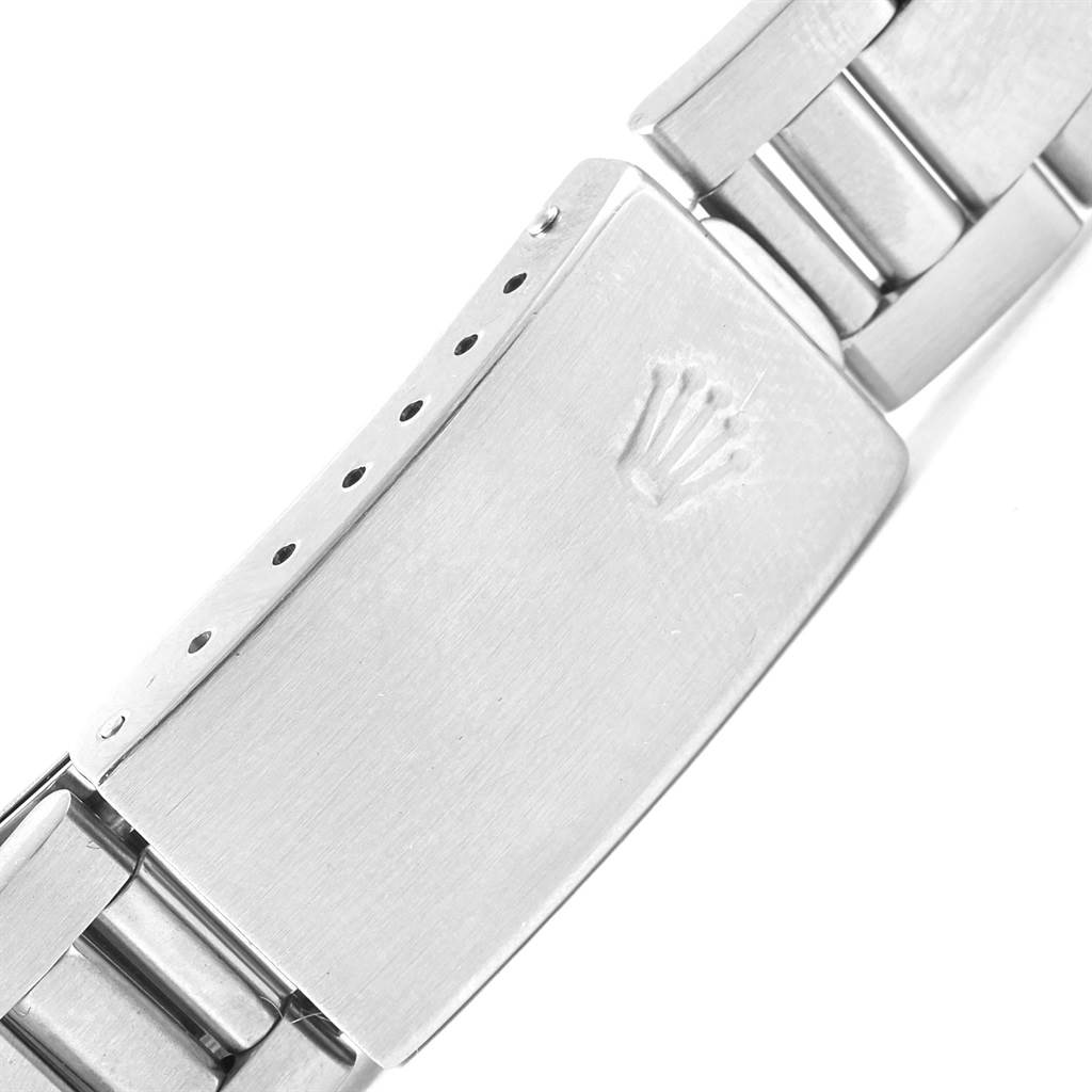 This image shows the clasp and part of the bracelet for a Rolex Air-King 14010 Men's Stainless Steel Blue Dial 14010 Men's Stainless Steel Blue Dial watch.