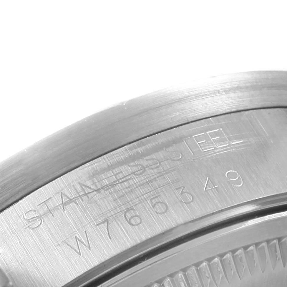 The image shows a close-up of the engraving on the case back of a Rolex Air-King 14010 Men's Stainless Steel Blue Dial 14010 Men's Stainless Steel Blue Dial watch.