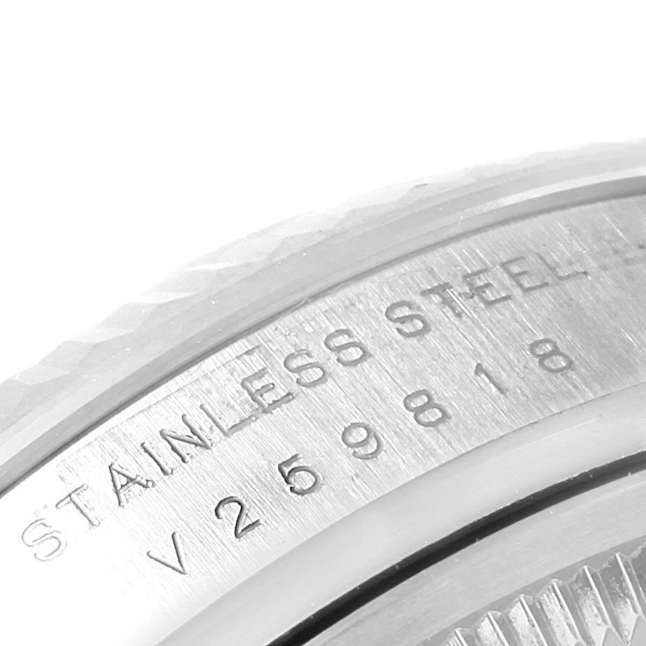 The image shows a close-up of the stainless steel caseback with the serial number of a Rolex Air-King 114234 Men's Stainless Steel Blue Dial 114234 Men's Stainless Steel Blue Dial watch.