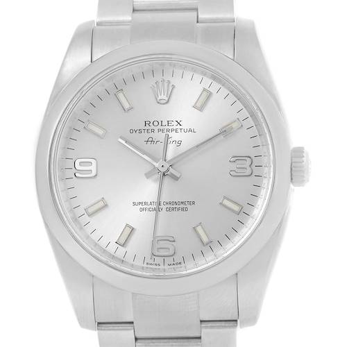 Photo of Rolex Air King Silver Dial Luminous Hour Markers Mens Watch 114200