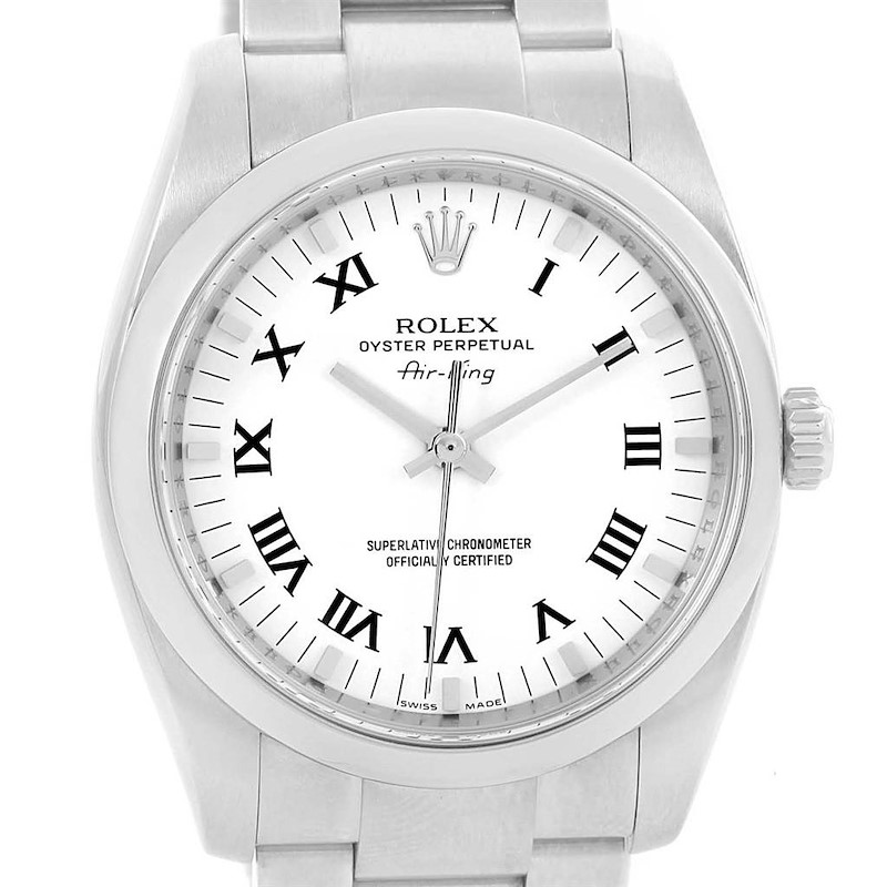 Rolex Air King White Roman Dial Steel Unisex Watch 114200 Box Papers SwissWatchExpo
