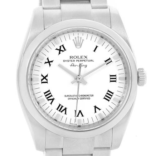 Photo of Rolex Air King White Roman Dial Steel Unisex Watch 114200 Box Papers