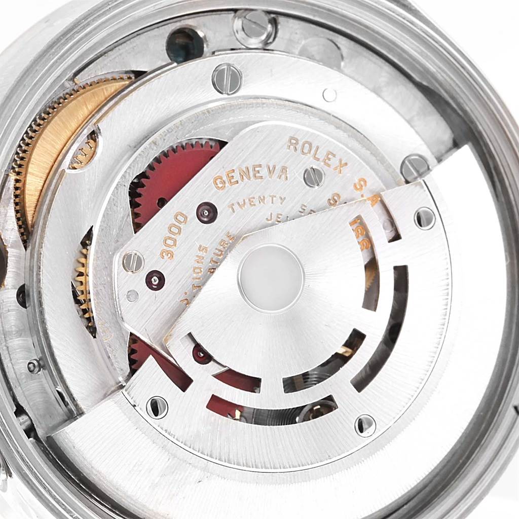 The image shows a close-up view of the internal mechanical movement parts of a Rolex Air-King 14010 Men's Stainless Steel Blue Dial 14010 Men's Stainless Steel Blue Dial watch.