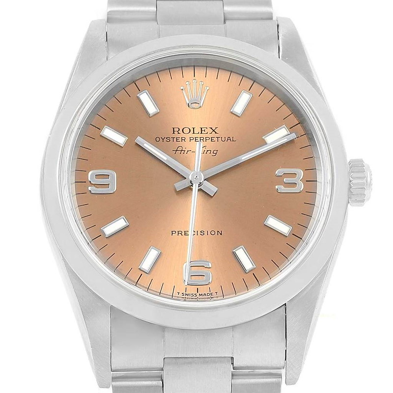 Rolex Air King 34mm Salmon Dial Automatic Steel Unisex Watch 14000 SwissWatchExpo