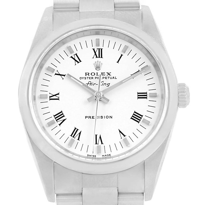 Rolex Air King White Roman Dial Domed Bezel Mens Watch 14000 SwissWatchExpo