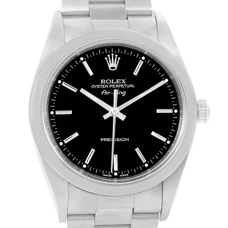 Rolex Oyster Perpetual Air King 34 mm Black Dial Steel Mens Watch 14000 SwissWatchExpo