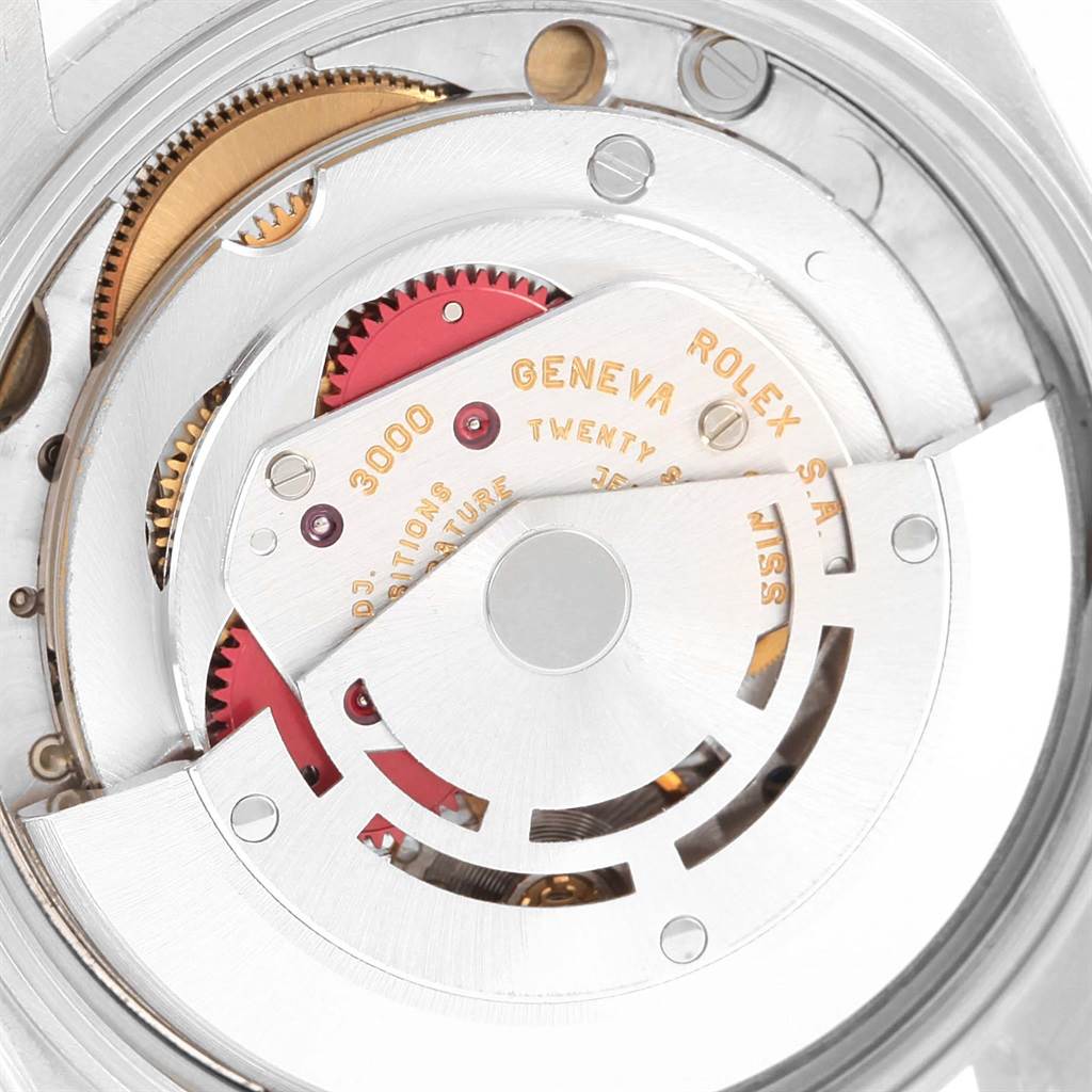 The image shows a close-up view of the internal movement mechanism of a Rolex Air-King 14000 Men's Stainless Steel Blue Dial 14000 Men's Stainless Steel Blue Dial watch.