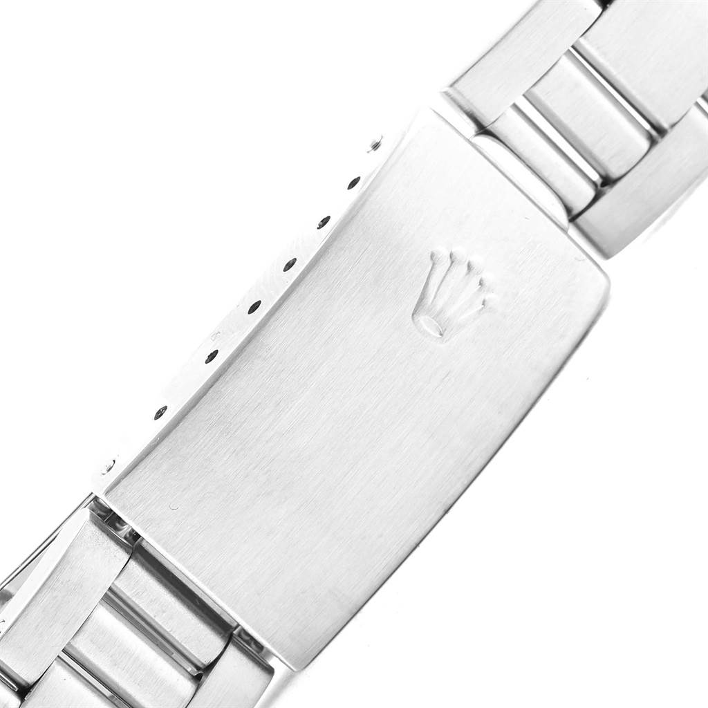 The image shows a close-up of the clasp with the Rolex logo on the bracelet of a Rolex Air-King 14000 Men's Stainless Steel Blue Dial 14000 Men's Stainless Steel Blue Dial watch.