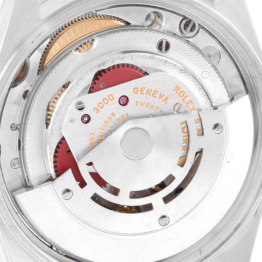 This image shows the internal mechanism of a Rolex Air-King 14010 Men's Stainless Steel Silver Dial 14010 Men's Stainless Steel Silver Dial watch, viewed from the back.