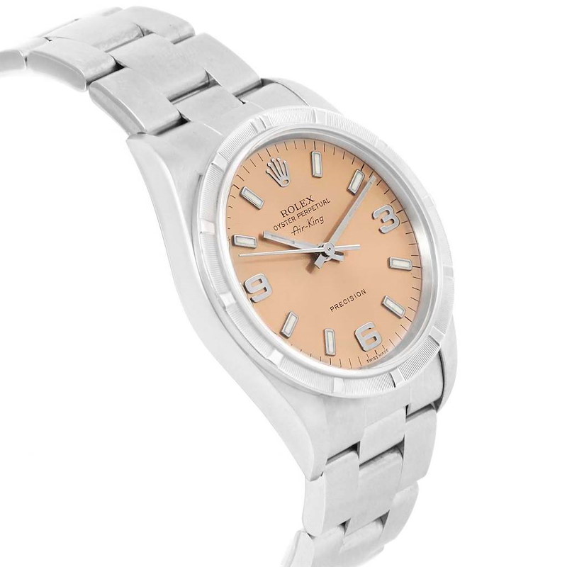 Rolex Air King 34 Salmon Dial Oyster Bracelet Steel Unisex Watch 14010 SwissWatchExpo