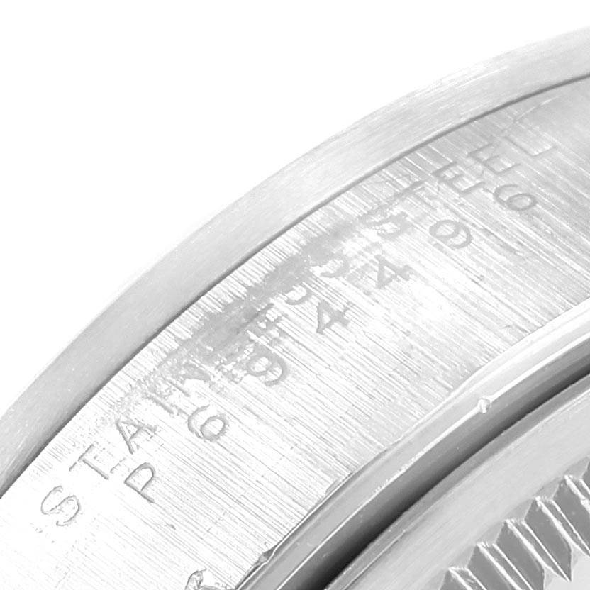 The image is a close-up of the side casing and engraved details of a Rolex Air-King 14000 Men's Stainless Steel Blue Dial 14000 Men's Stainless Steel Blue Dial watch.