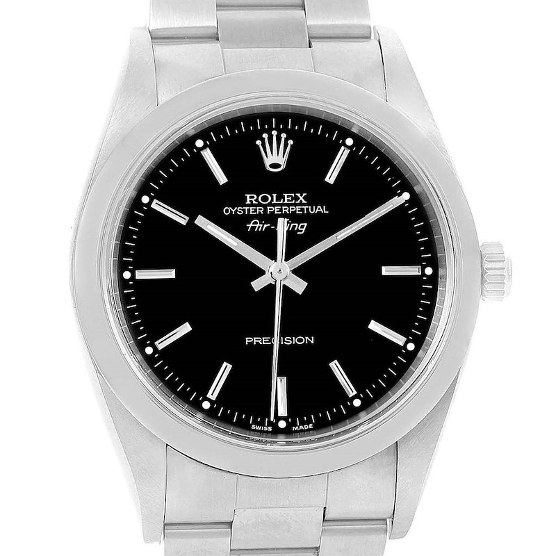 Rolex Oyster Perpetual Air King Smooth Bezel Steel Mens Watch 14000 SwissWatchExpo