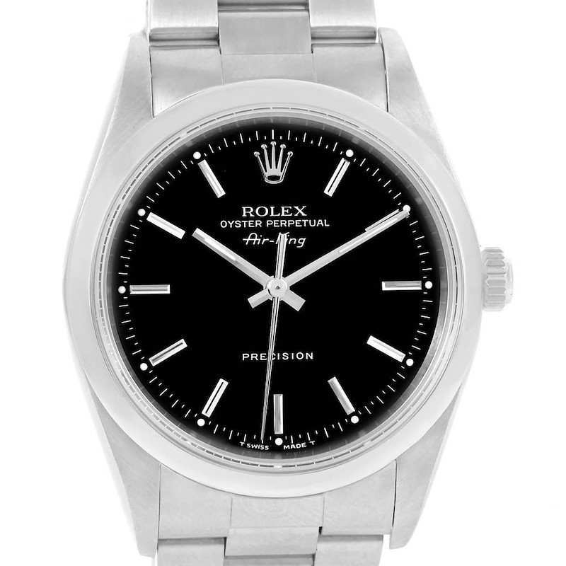 Rolex Oyster Perpetual Air King 34 Black Dial Watch 14000 Box Papers SwissWatchExpo