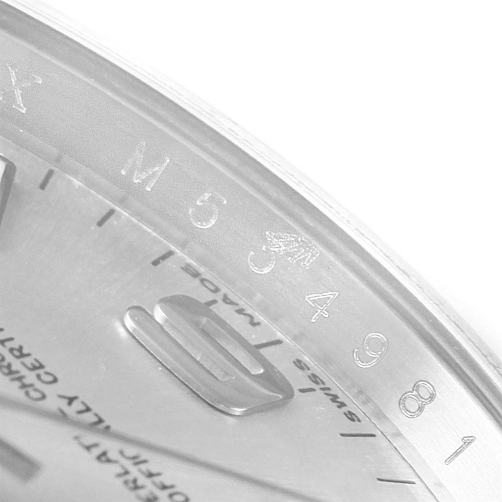 The image shows a close-up of the dial and part of the bezel of the Rolex Air-King 114234 Men's Stainless Steel Silver Dial 114234 Men's Stainless Steel Silver Dial watch, focusing on the numbers and minute markers.