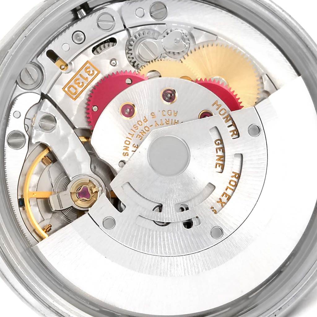 The image shows the internal mechanical movement parts of a Rolex Air-King 14000 Men's Stainless Steel Blue Dial 14000 Men's Stainless Steel Blue Dial watch, viewed from the back.